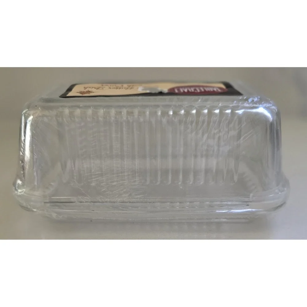 TableCraft Restaurant Class For The Home Ribbed Glass Butter Dish - Picture 4 of 5